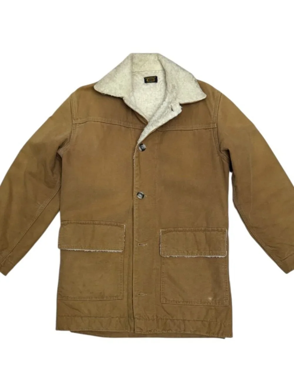 RARE CARHARTT Vintage 1960s Snagproof Sherpa Fleece Duck Canvas Chore Coat XS